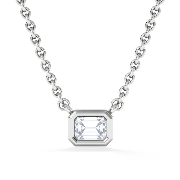 Horizon Emerald Cut Lab Diamond Solitaire Necklace 0.25ct H/SI in 925 Silver